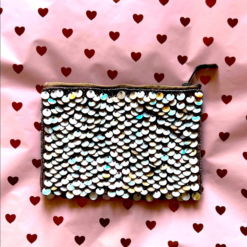 Anthropologie Shimmering Sequin Wristlet